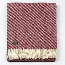 Charger l'image dans la galerie, Plaid Rosewood pure laine vierge Rayures Diagonales - Rouge