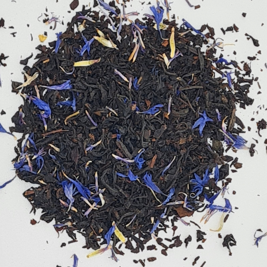 Earl Grey noir fleurs bleues