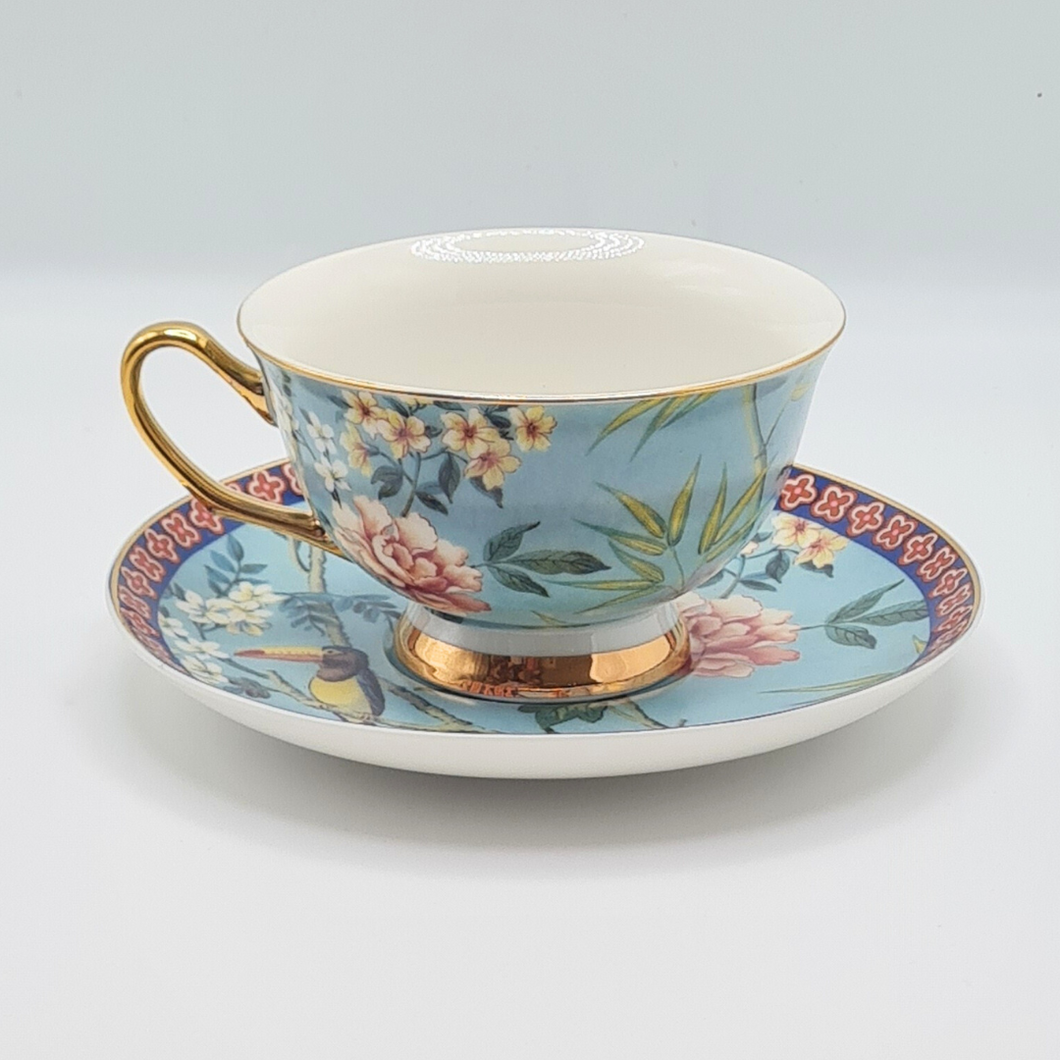 Tasse et soucoupe oiseau bleu Clayre & Eef
